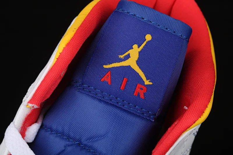 All categories Air Jordan Jordan series basketball shoes Air Jordan 1 Mid Air Jordan 1 Mid AJ1 Joe 1 mid-top white, yellow and blue color 554724-131